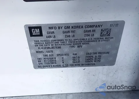 2018 Buick Encore Preferred из США, поврежденный, VIN KL4CJESB6JB579386